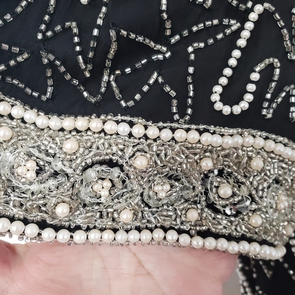 Vintage Laurence Kazer New York 100% Silk Beaded Short Sleeve Jacket XL EUC - Picture 11 of 13